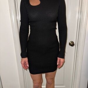 Elegant Black Ribbed Dress